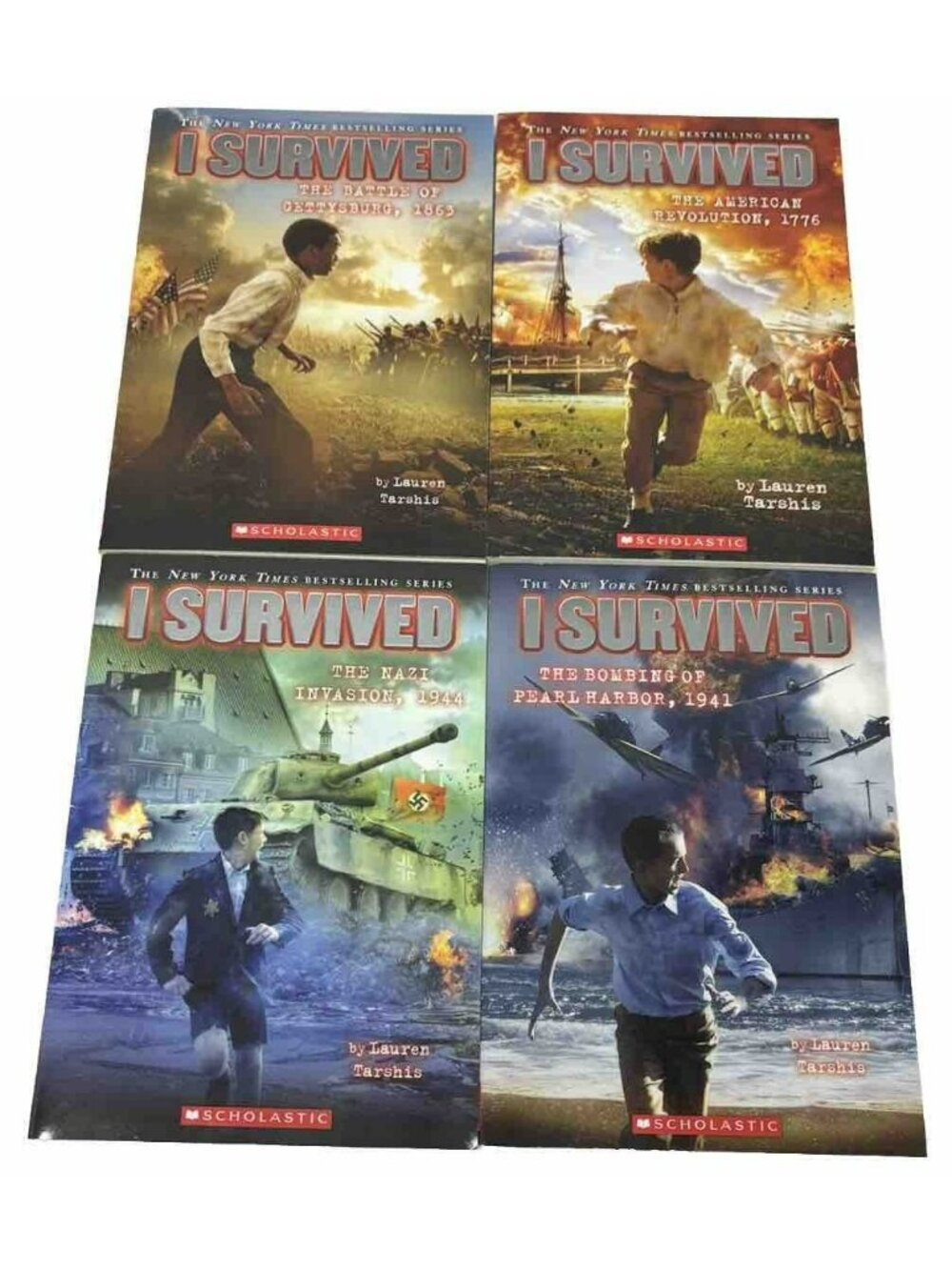 (4) "I Survived" Series Books Battle Gettysburg American Revolution Pearl Harbor